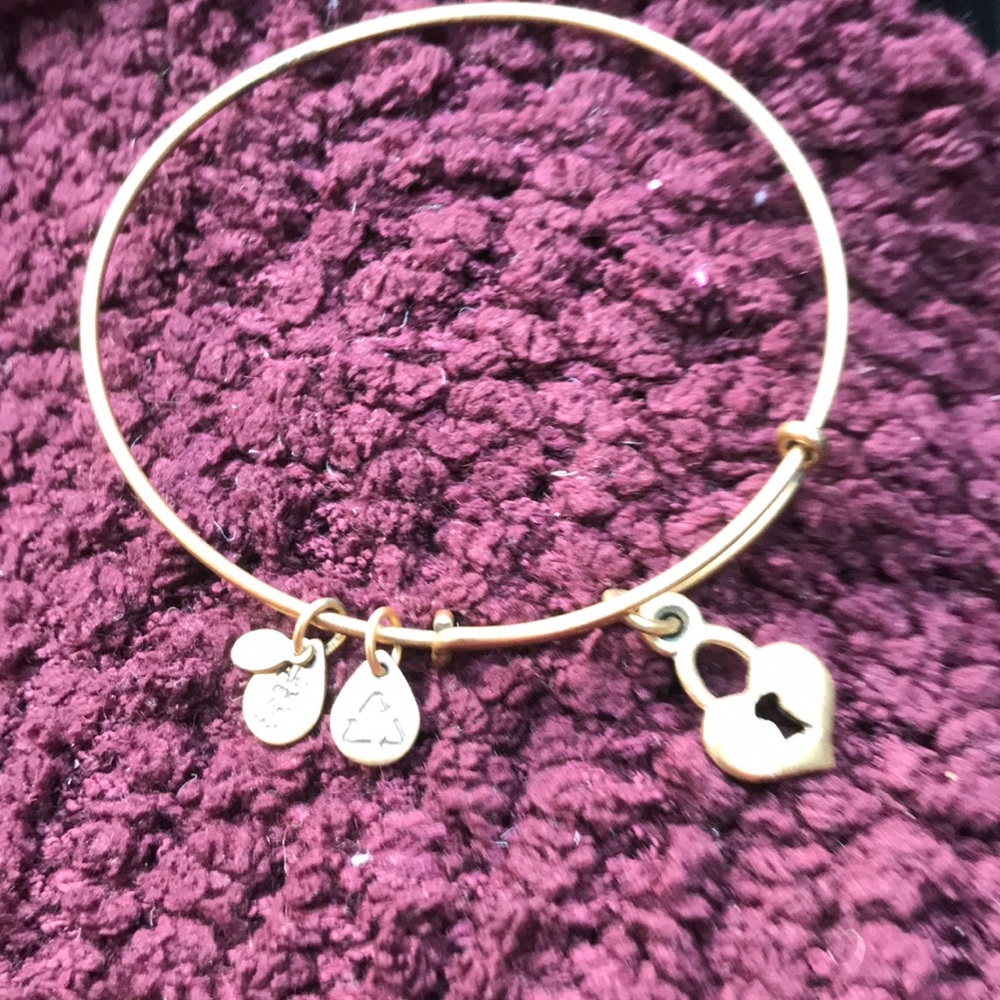 Alex and Ani gold heart bangle bracelet.